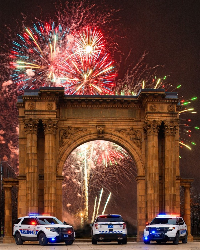 Police Cars and Fireworks