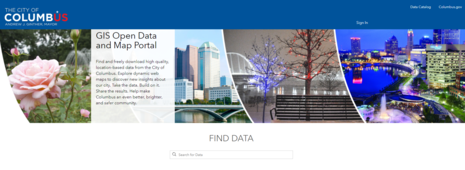 Image of the Columbus Open Data Portal webpage
